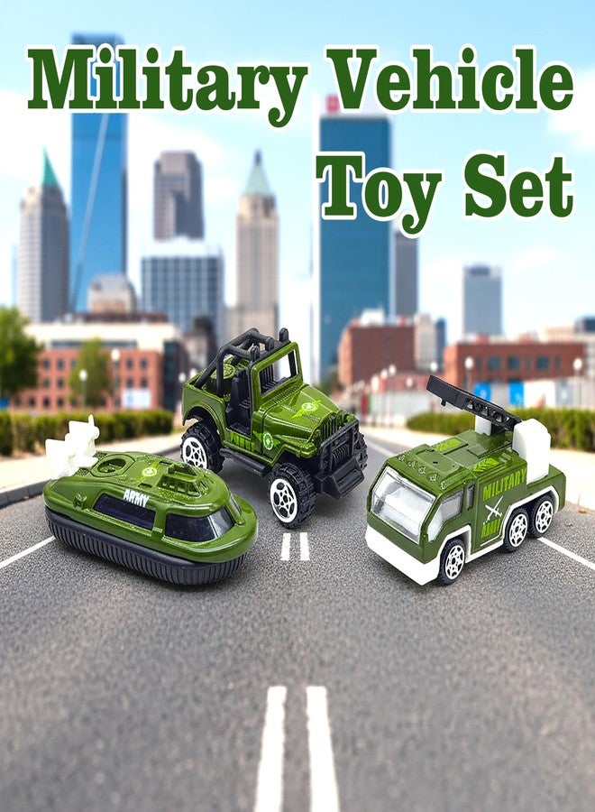 VGRASSP 1:64 Scale Mini Die Cast Alloy Metal Military Vehicle Toy Set for Kids - Free Wheels Pretend Play Army Toy Cars for Boys and Girls - Set of 3 - Image 3